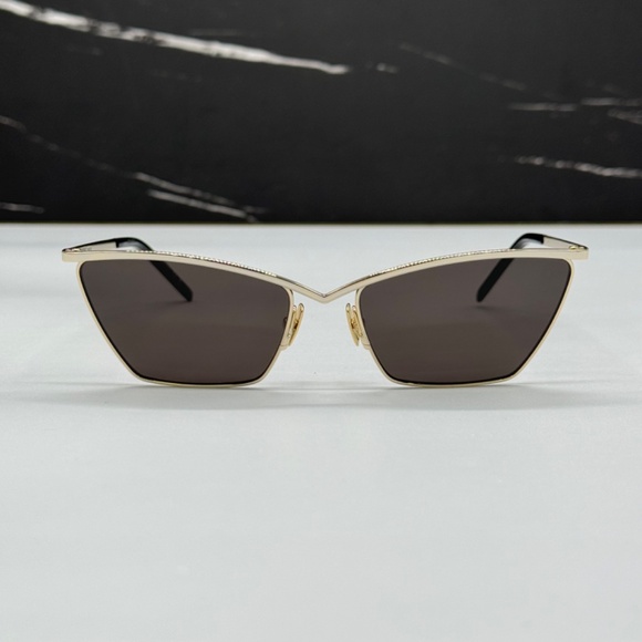 NEW SL637 003 SAINT LAURENT GOLD WOMEN SUNGLASSES SL 637 001 SAINT LAURENT - Picture 4 of 11
